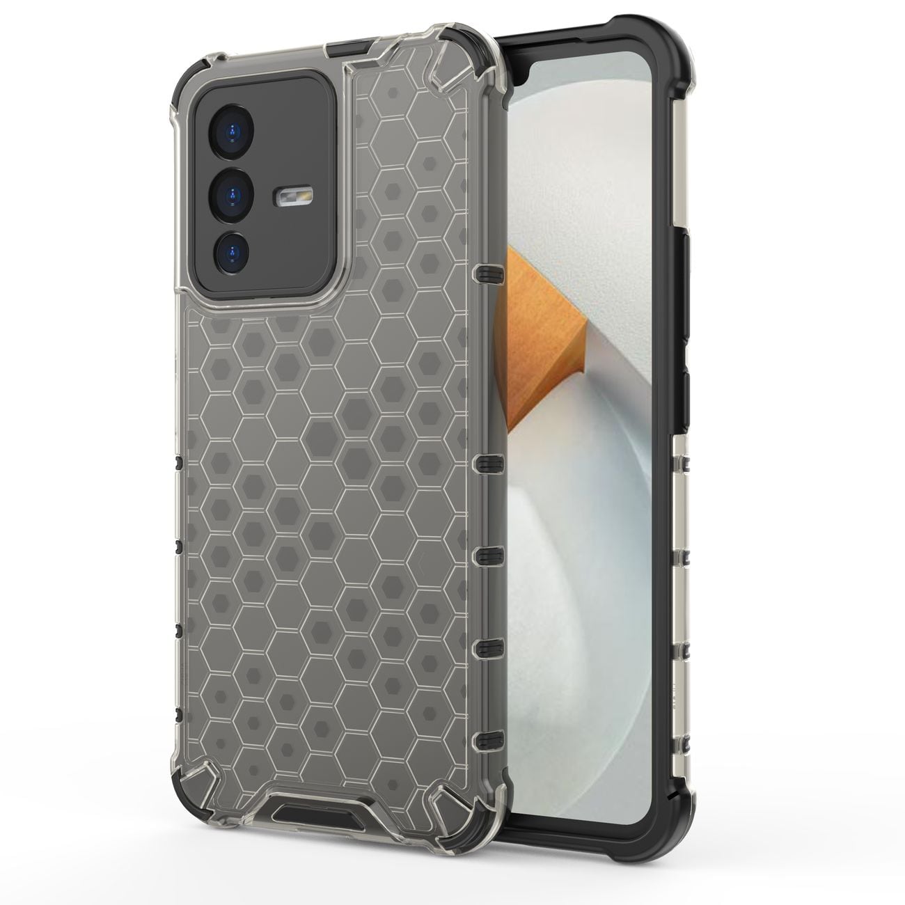 Honeycomb-etui pansret deksel med gelramme Vivo V23 5G svart
