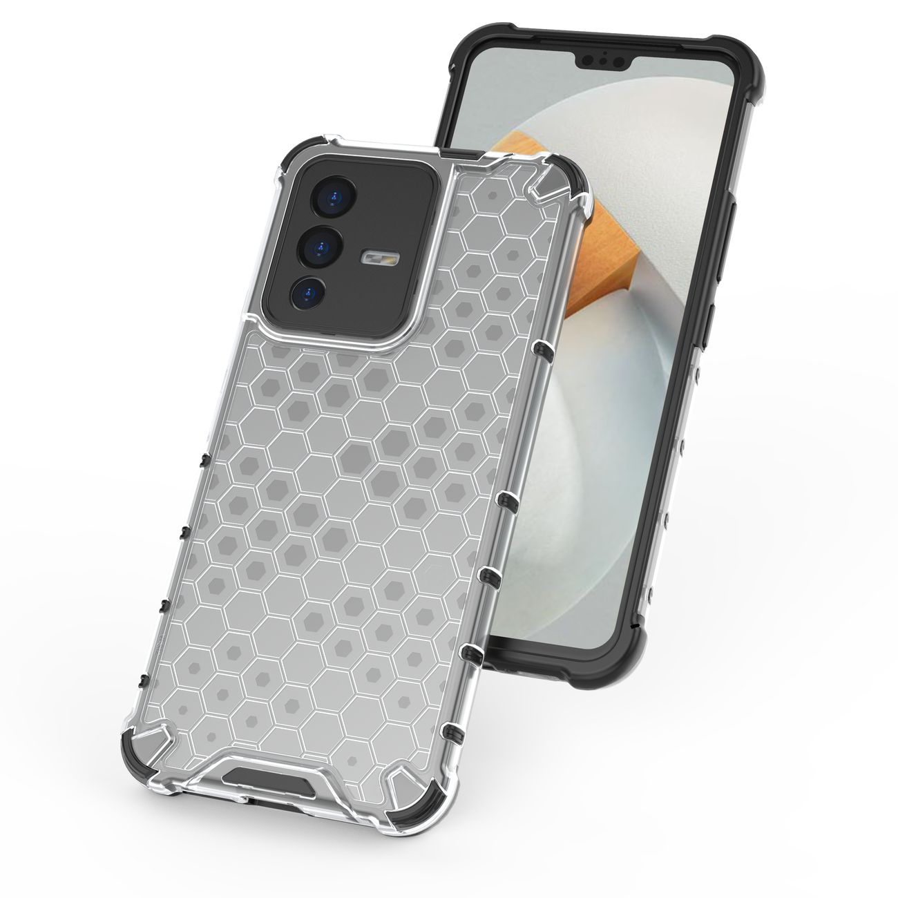 Honeycomb-etui pansret deksel med gelramme Vivo V23 5G svart