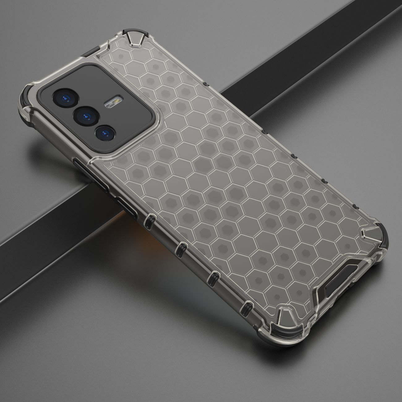 Honeycomb-etui pansret deksel med gelramme Vivo V23 5G svart