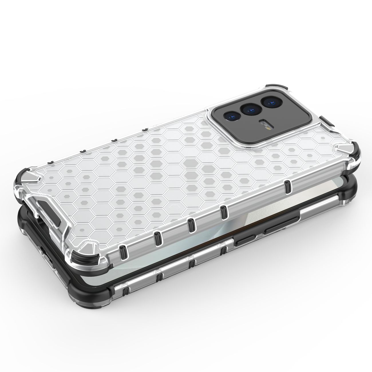 Honeycomb-etui pansrede deksel med en gelramme for Vivo V23 5G gjennomsiktig
