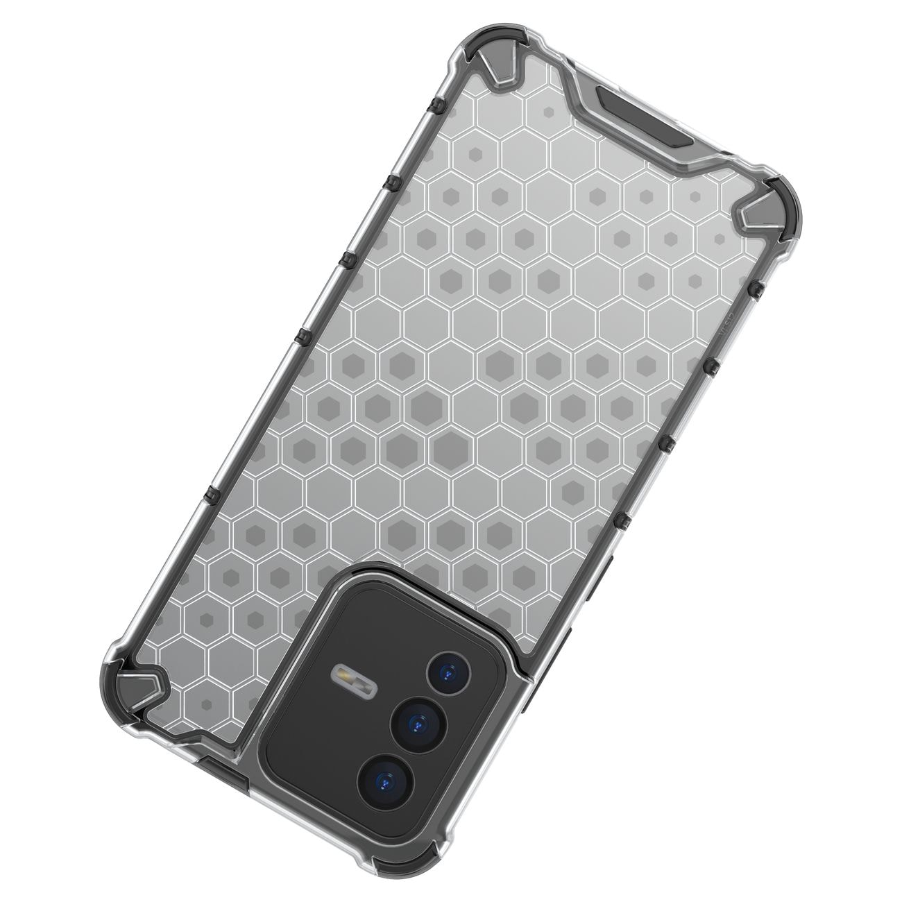 Honeycomb-etui pansrede deksel med en gelramme for Vivo V23 5G gjennomsiktig