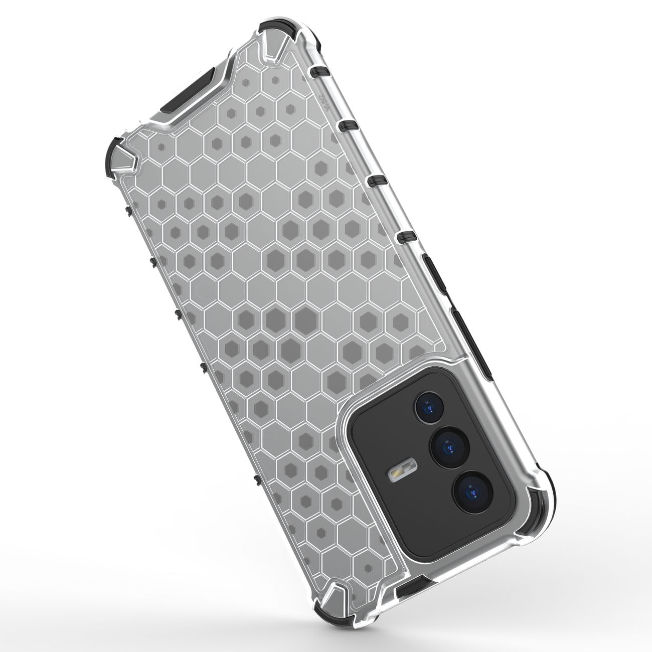 Honeycomb-etui pansrede deksel med en gelramme for Vivo V23 5G gjennomsiktig