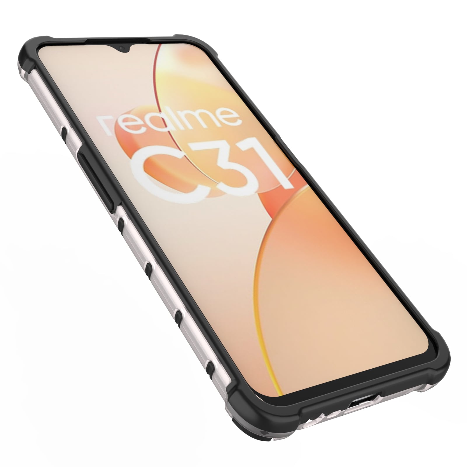Honeycomb-veske pansret deksel med gelramme Realme C31 gjennomsiktig