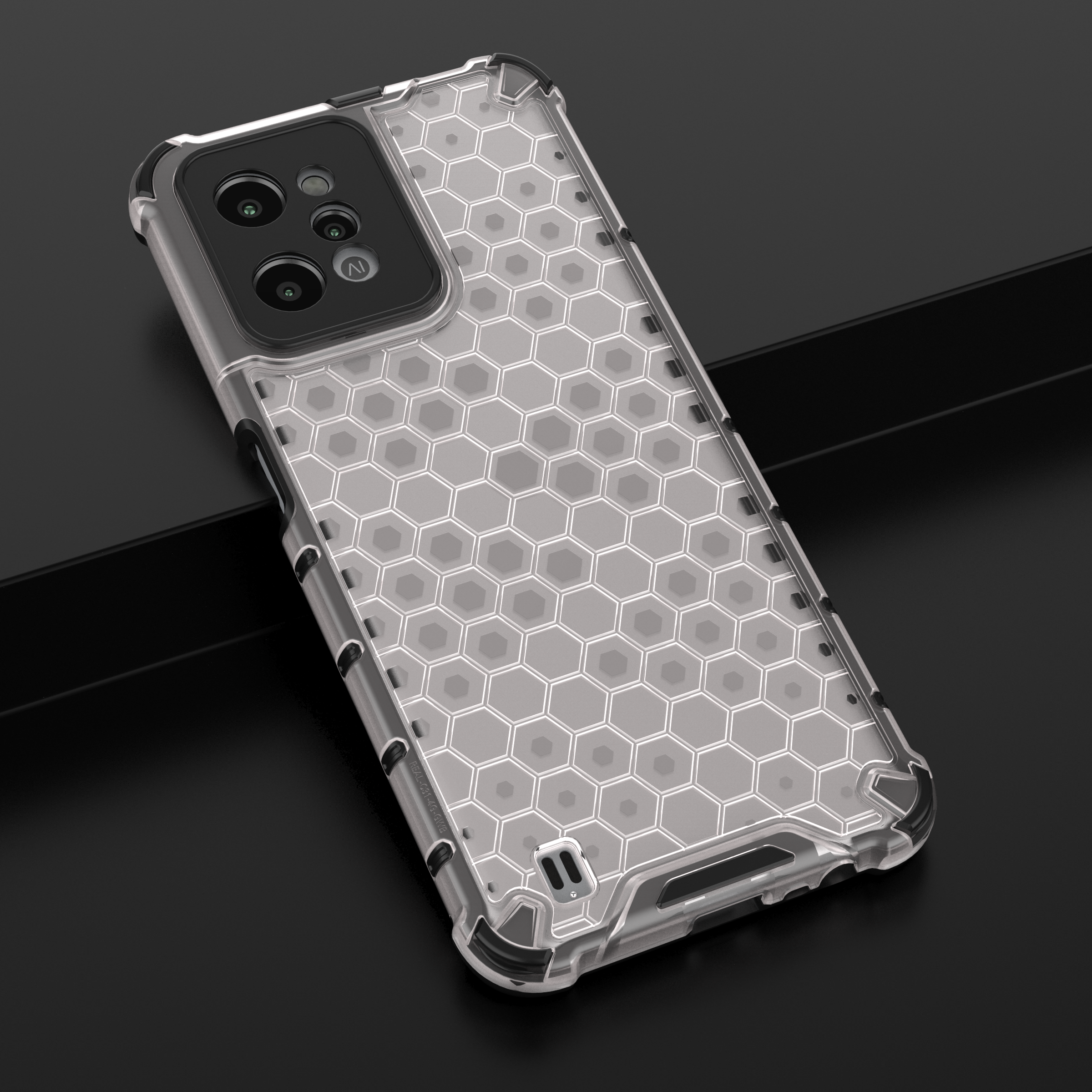 Honeycomb-veske pansret deksel med gelramme Realme C31 gjennomsiktig