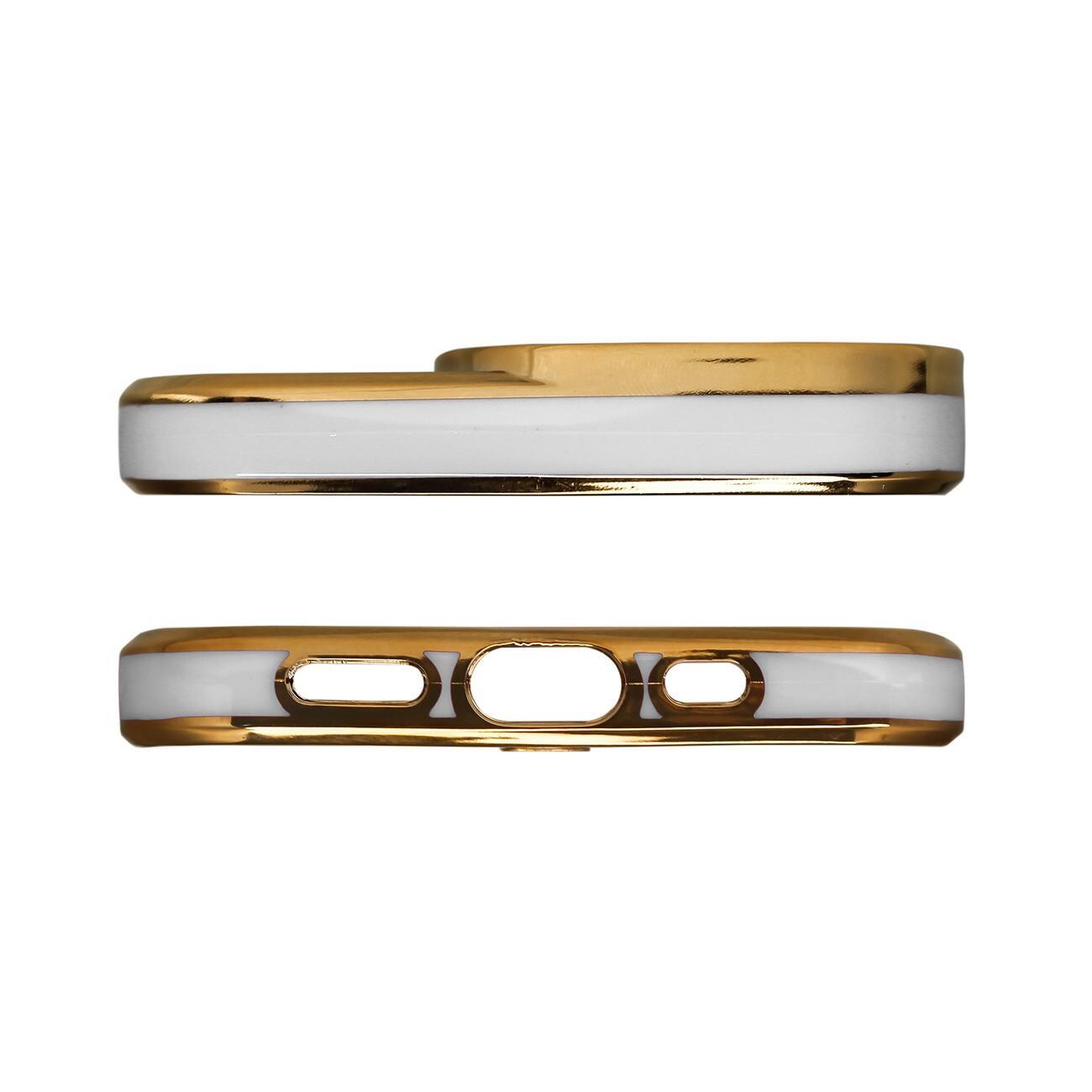 Moteveske for Samsung Galaxy A12 5G Gold Frame Gel Cover White