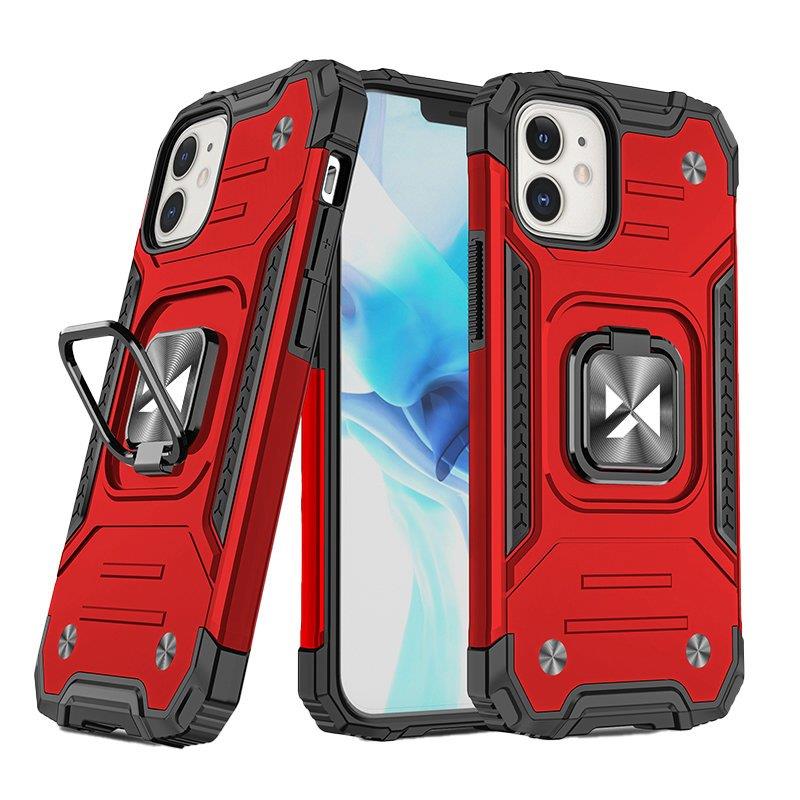 Wozinsky Ring Armor-etui for iPhone 14 Plus pansrede deksel magnetisk holder ring rød