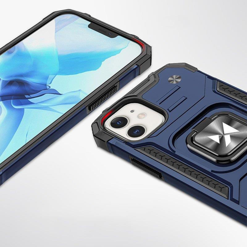 Wozinsky Ring Armor-etui for iPhone 14 Plus pansrede deksel magnetisk holder ring blå