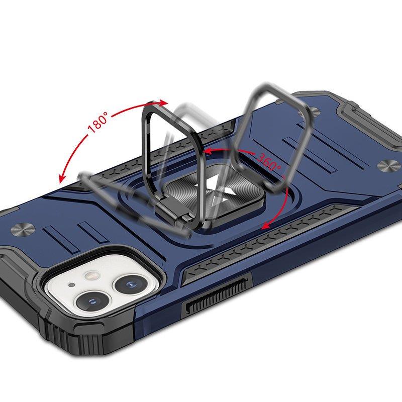 Wozinsky Ring Armor-etui for iPhone 14 Plus pansrede deksel magnetisk holder ring blå