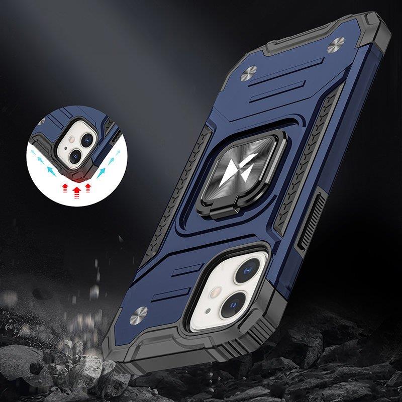 Wozinsky Ring Armor-etui for iPhone 14 Plus pansrede deksel magnetisk holder ring blå
