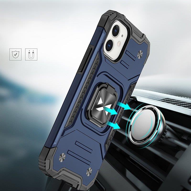 Wozinsky Ring Armor-etui for iPhone 14 Plus pansrede deksel magnetisk holder ring blå