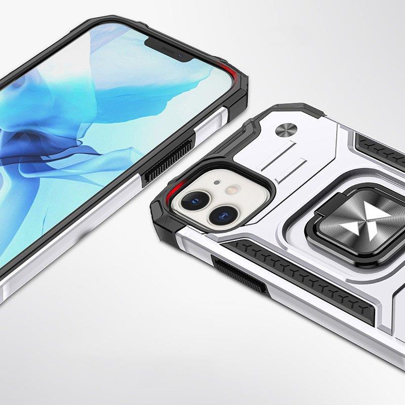 Wozinsky Ring Armor-etui for iPhone 14 pansrede deksel magnetisk holder ring sølv