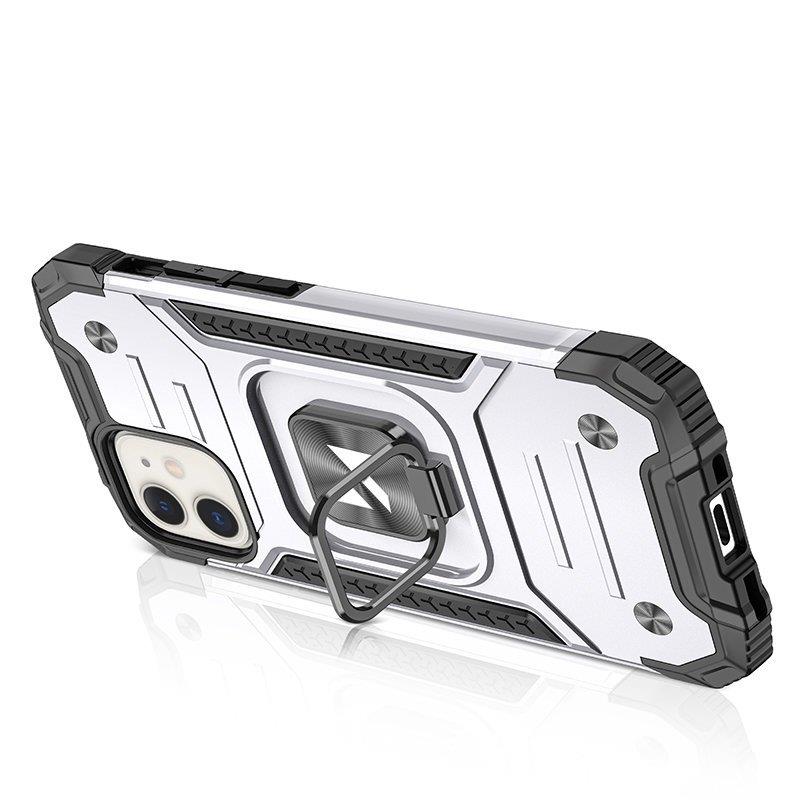 Wozinsky Ring Armor-etui for iPhone 14 pansrede deksel magnetisk holder ring sølv