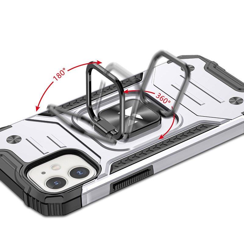 Wozinsky Ring Armor-etui for iPhone 14 pansrede deksel magnetisk holder ring sølv