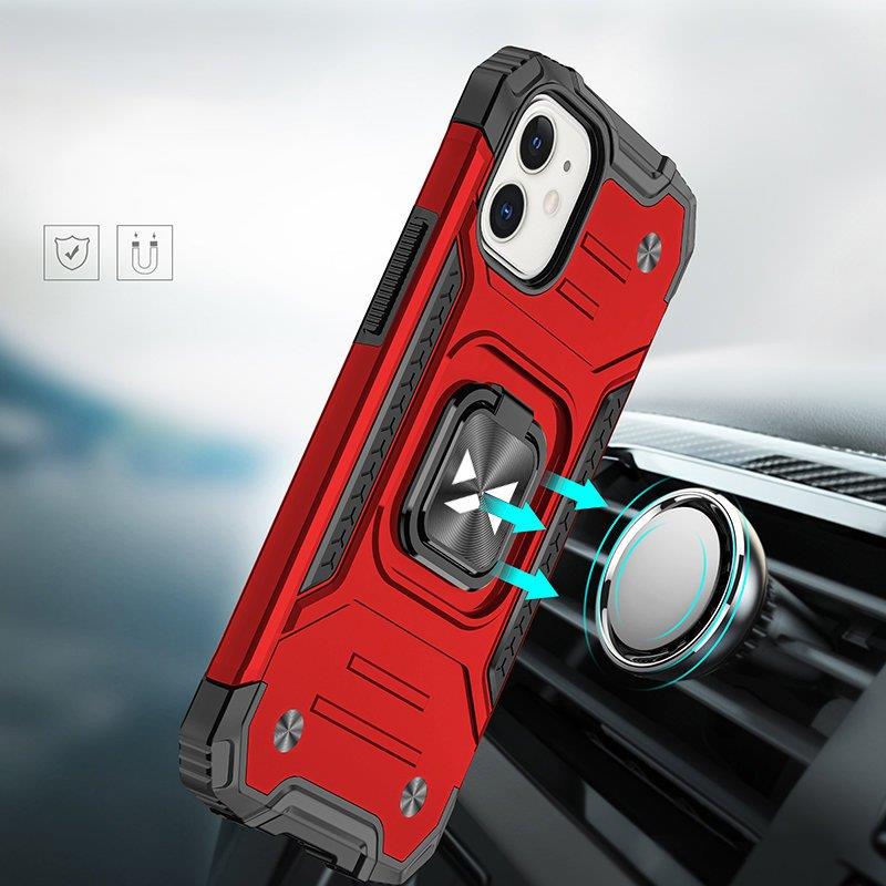Wozinsky Ring Armor-etui for iPhone 14 pansrede deksel magnetisk holder ring rød