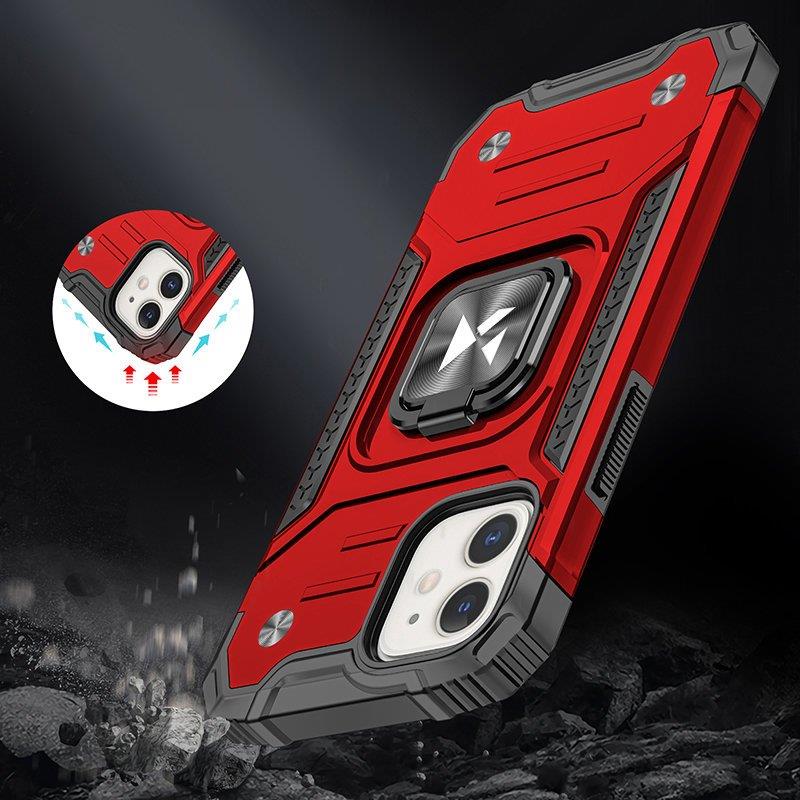 Wozinsky Ring Armor-etui for iPhone 14 pansrede deksel magnetisk holder ring rød