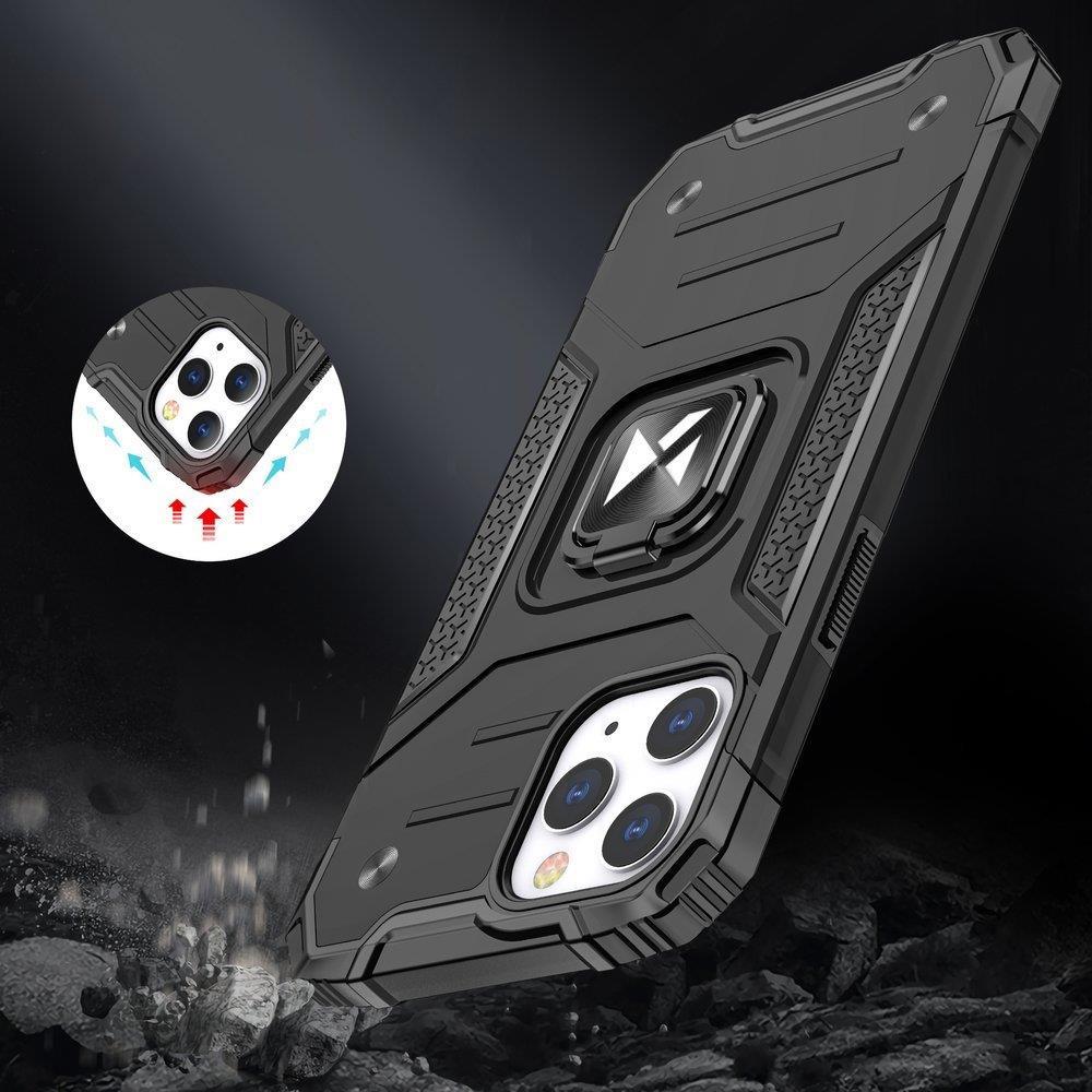 Wozinsky Ring Armor-etui for iPhone 14 Pro Max pansrede deksel magnetisk holder ring sølv