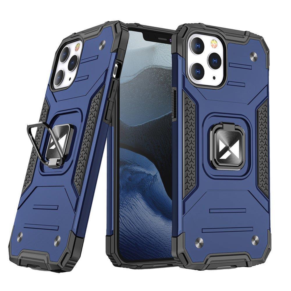 Wozinsky Ring Armor-etui for iPhone 14 Pro pansrede deksel magnetisk holder ring blå