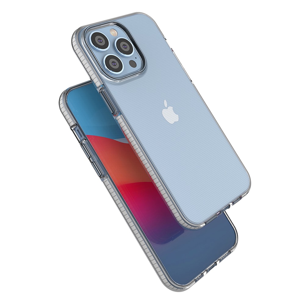 Fjærveske for iPhone 14 Pro Max silikondeksel med ramme lyseblå