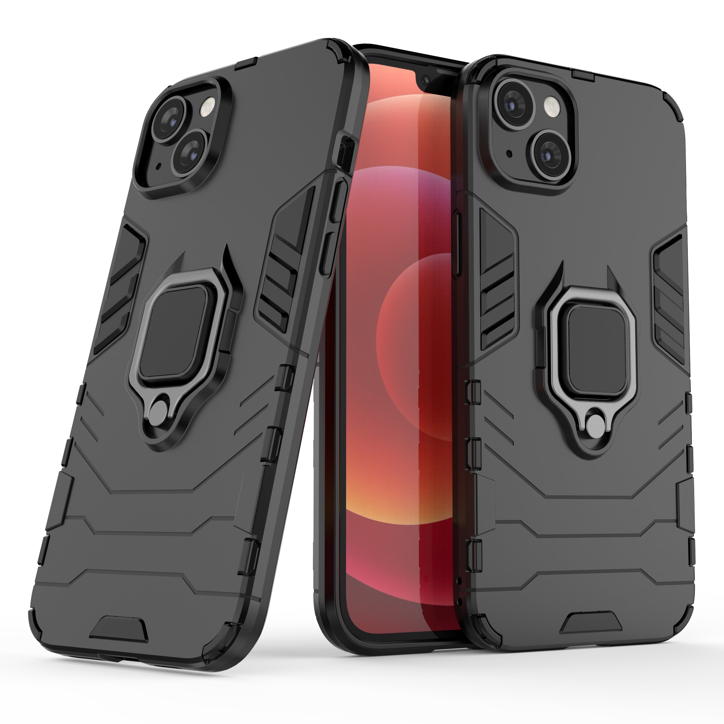 Ring Armor-etui for iPhone 14 pansrede deksel magnetisk holder ring svart