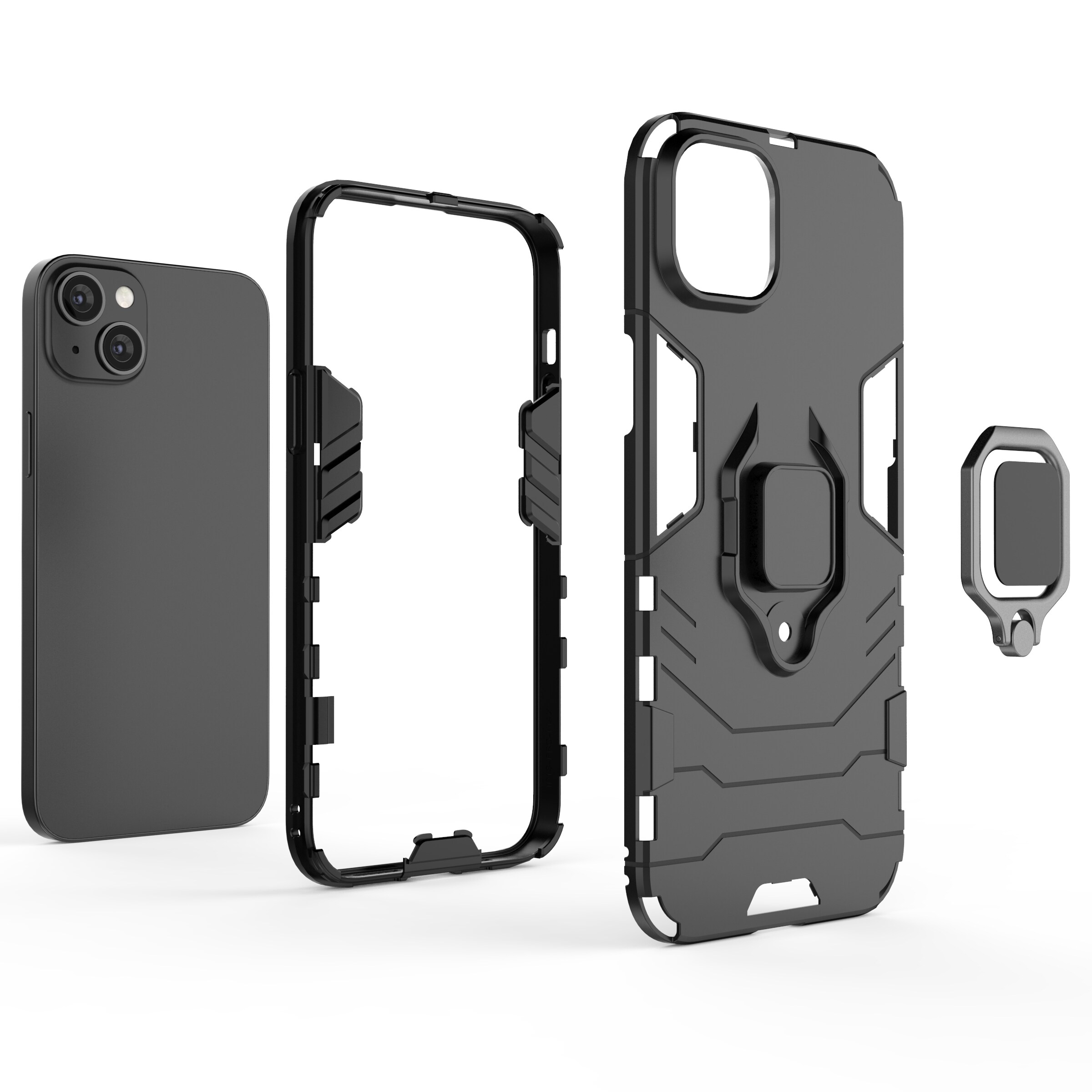 Ring Armor-etui for $ 0000010n 14 Plus pansrede deksel magnetisk holderring svart