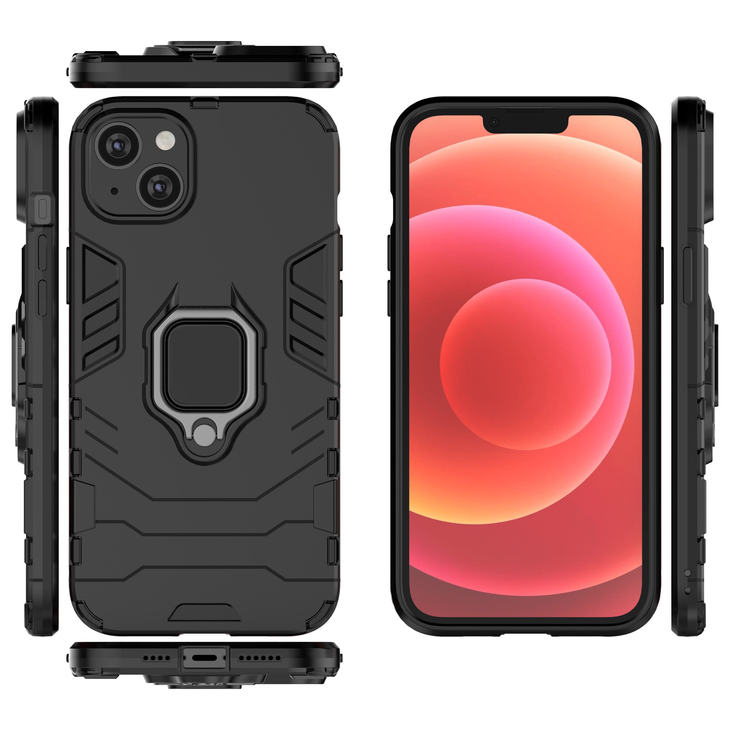 Ring Armor-etui for $ 0000010n 14 Plus pansrede deksel magnetisk holderring svart