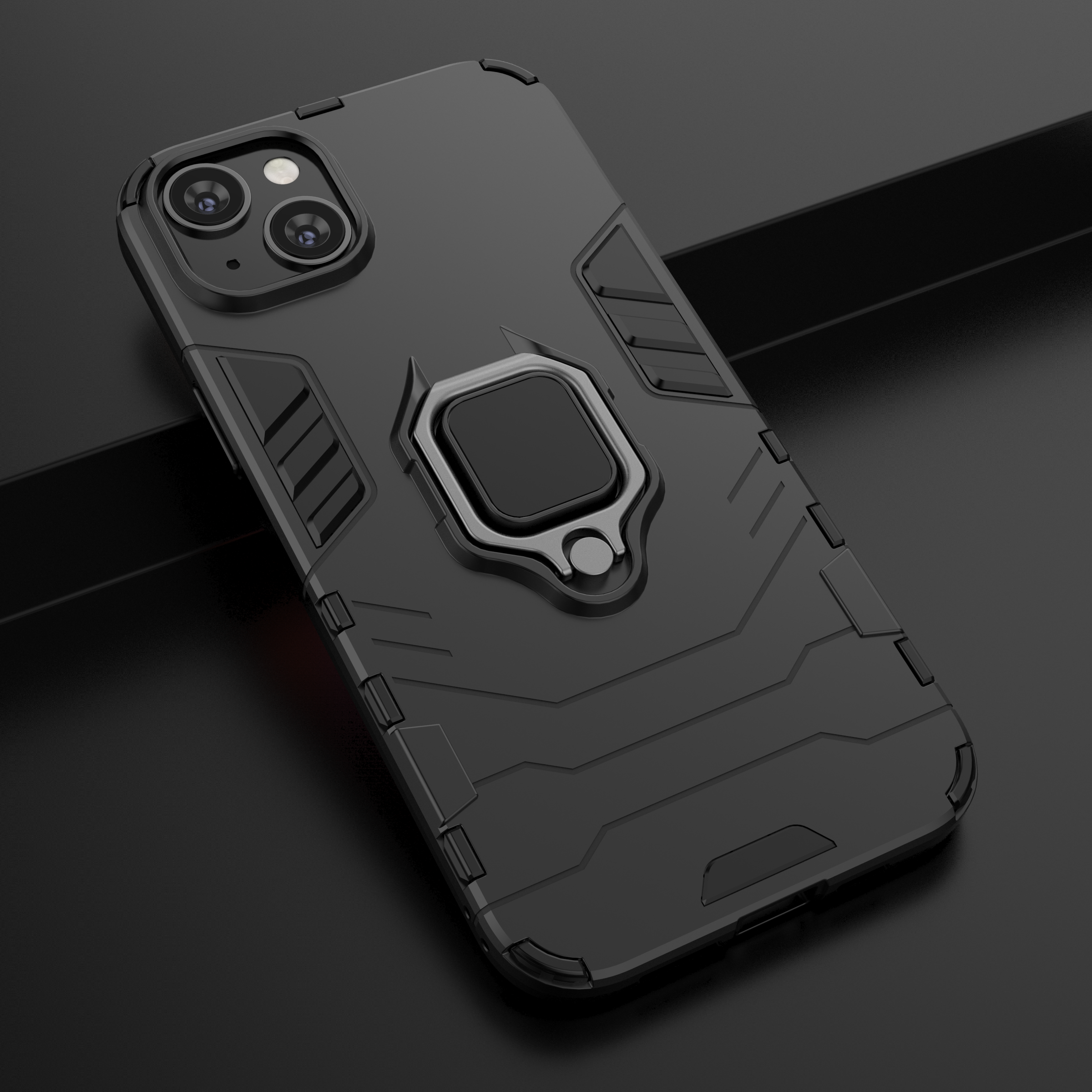Ring Armor-etui for $ 0000010n 14 Plus pansrede deksel magnetisk holderring svart