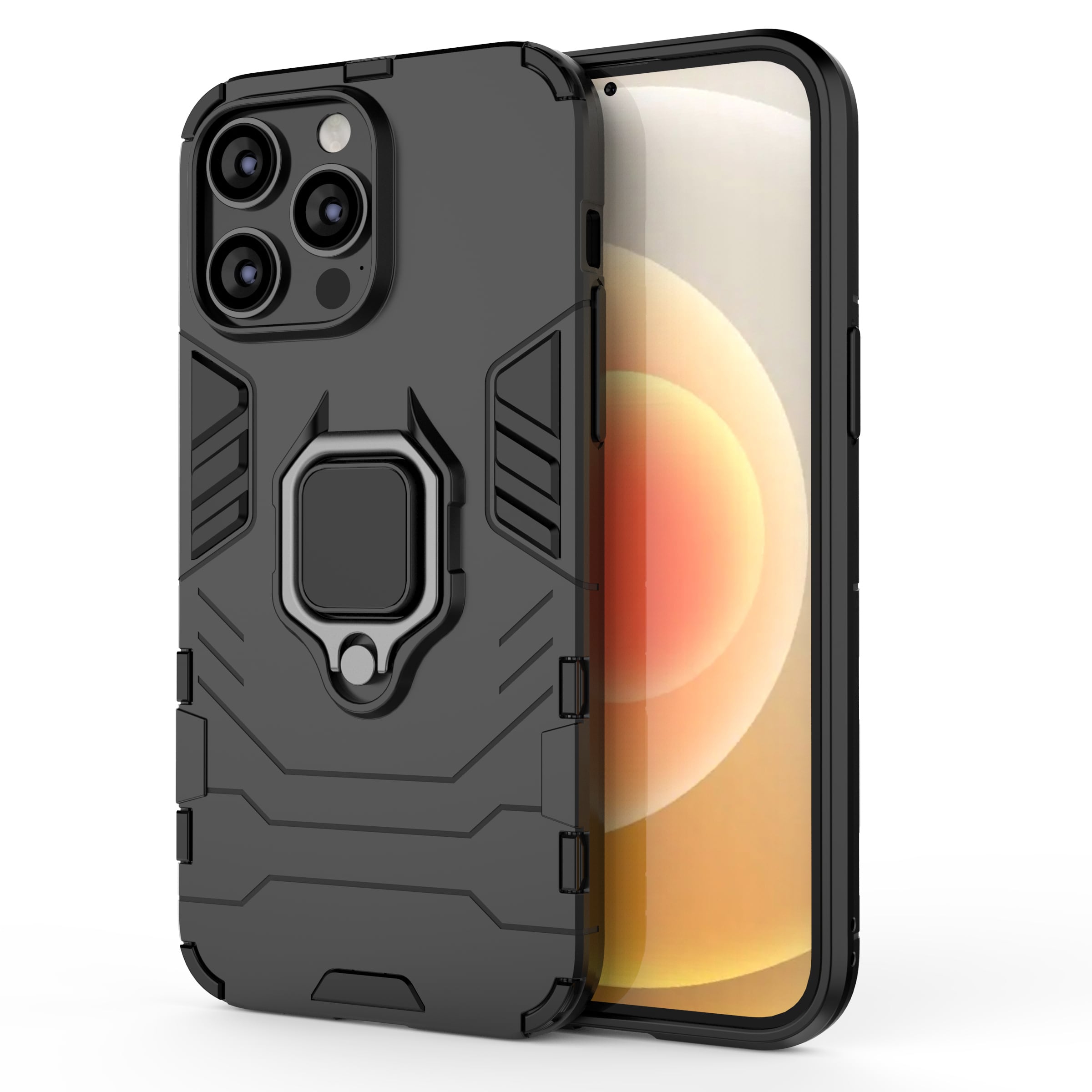 Ring Armor-etui for iPhone 14 Pro pansrede deksel magnetisk holderring svart
