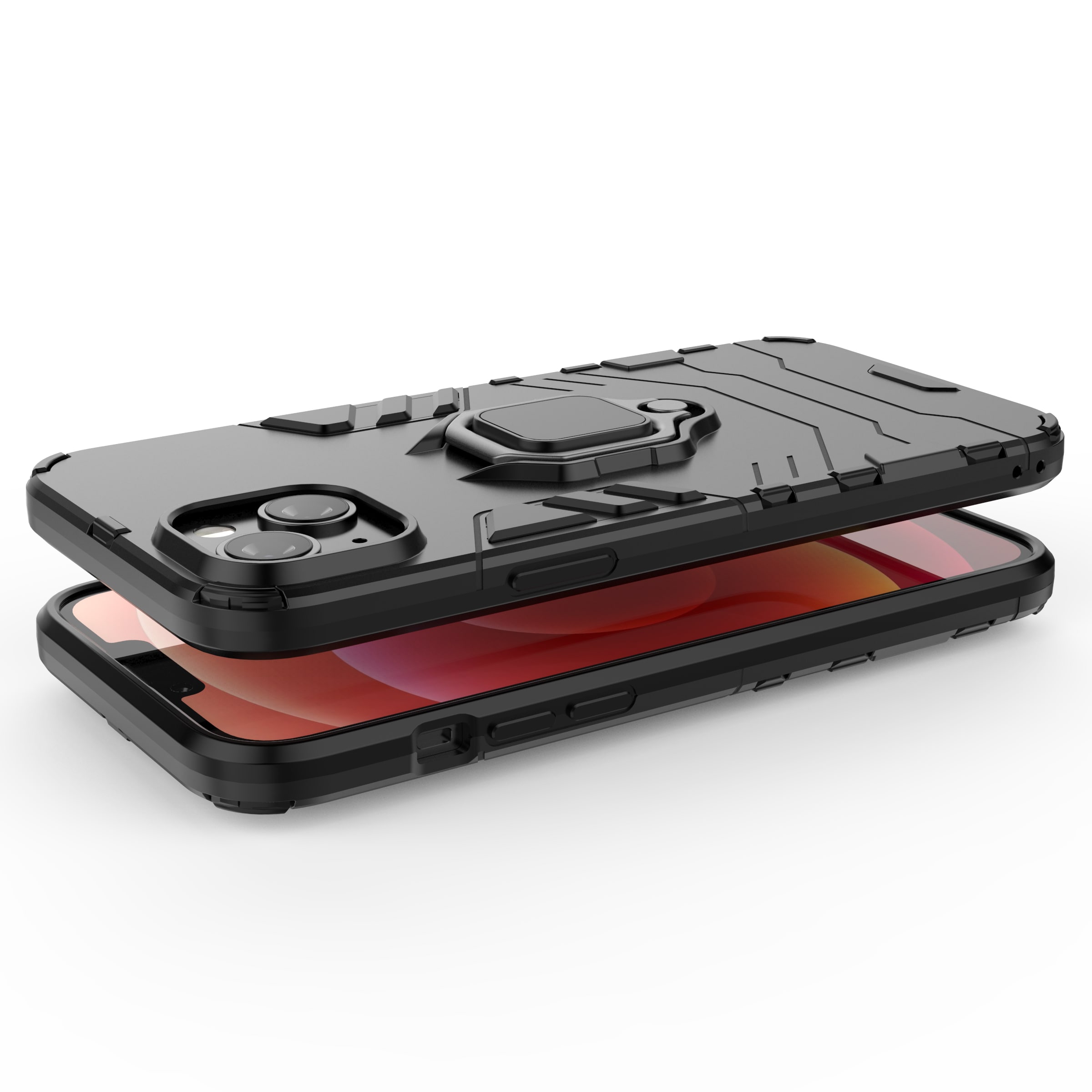 Ring Armor-etui for iPhone 14 Pro pansrede deksel magnetisk holderring svart