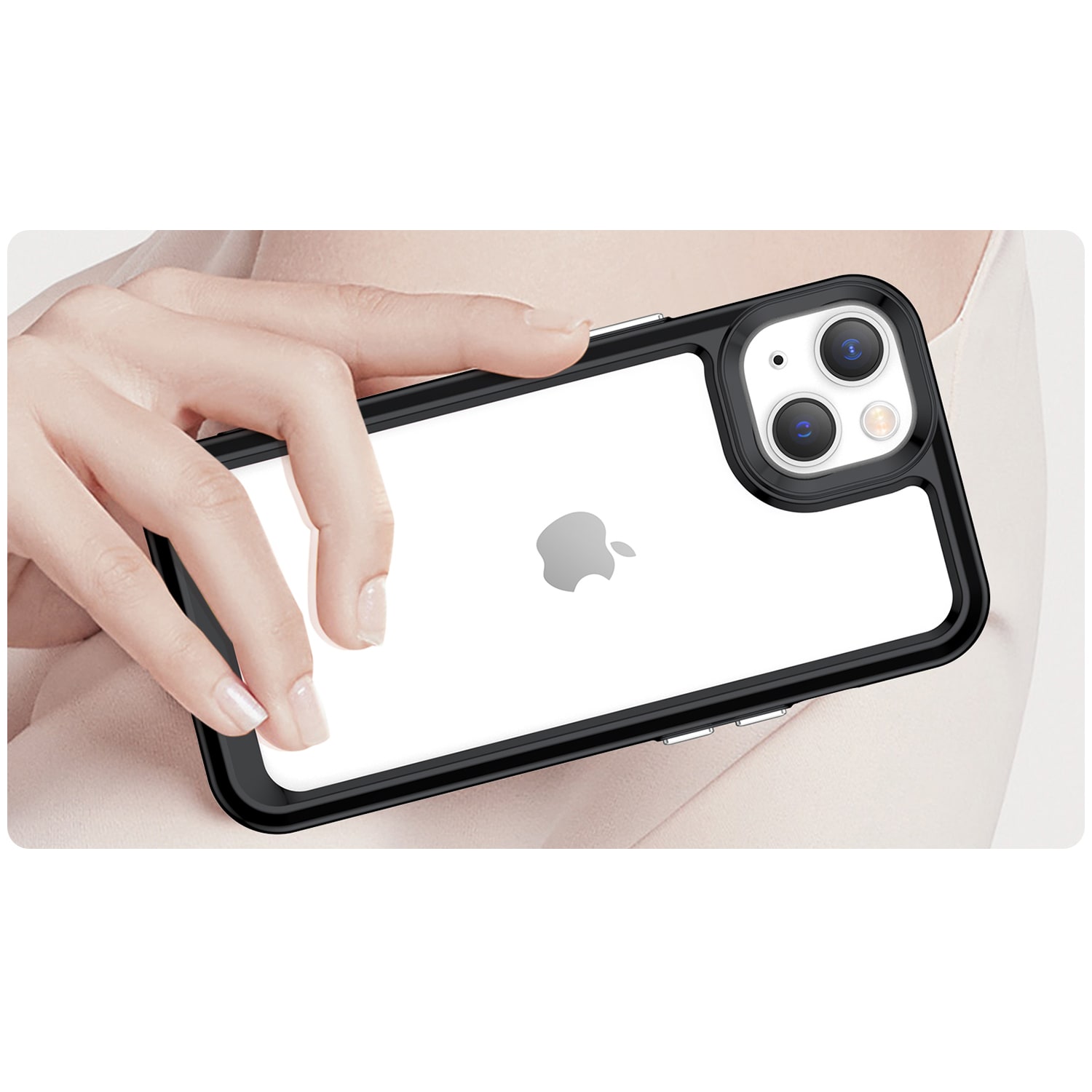 Outer Space Case iPhone 14 Plus hardt deksel med gelramme svart