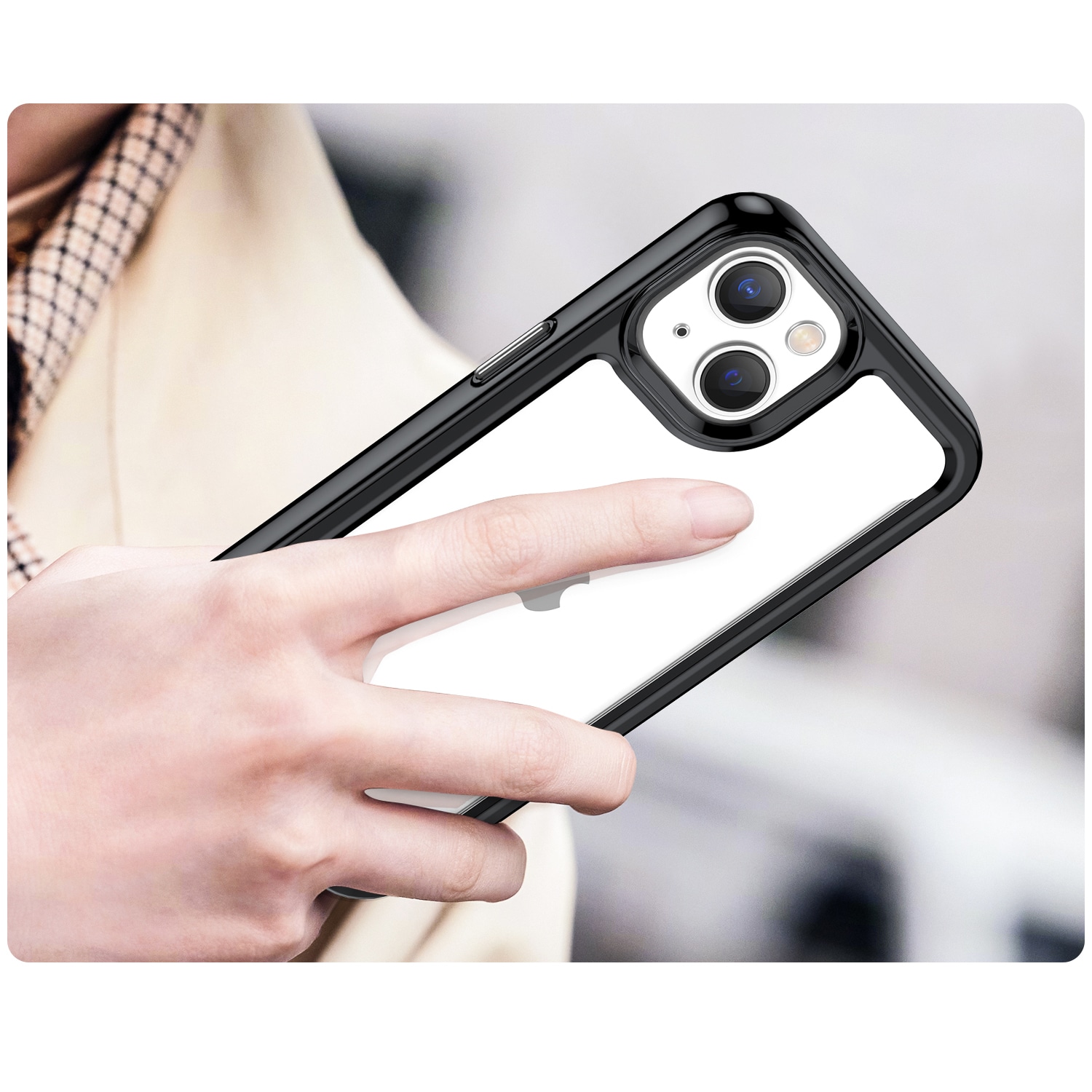 Outer Space Case iPhone 14 Plus hardt deksel med gelramme svart