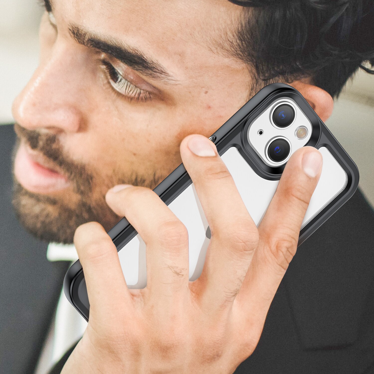 Outer Space Case iPhone 14 Plus hardt deksel med gelramme svart