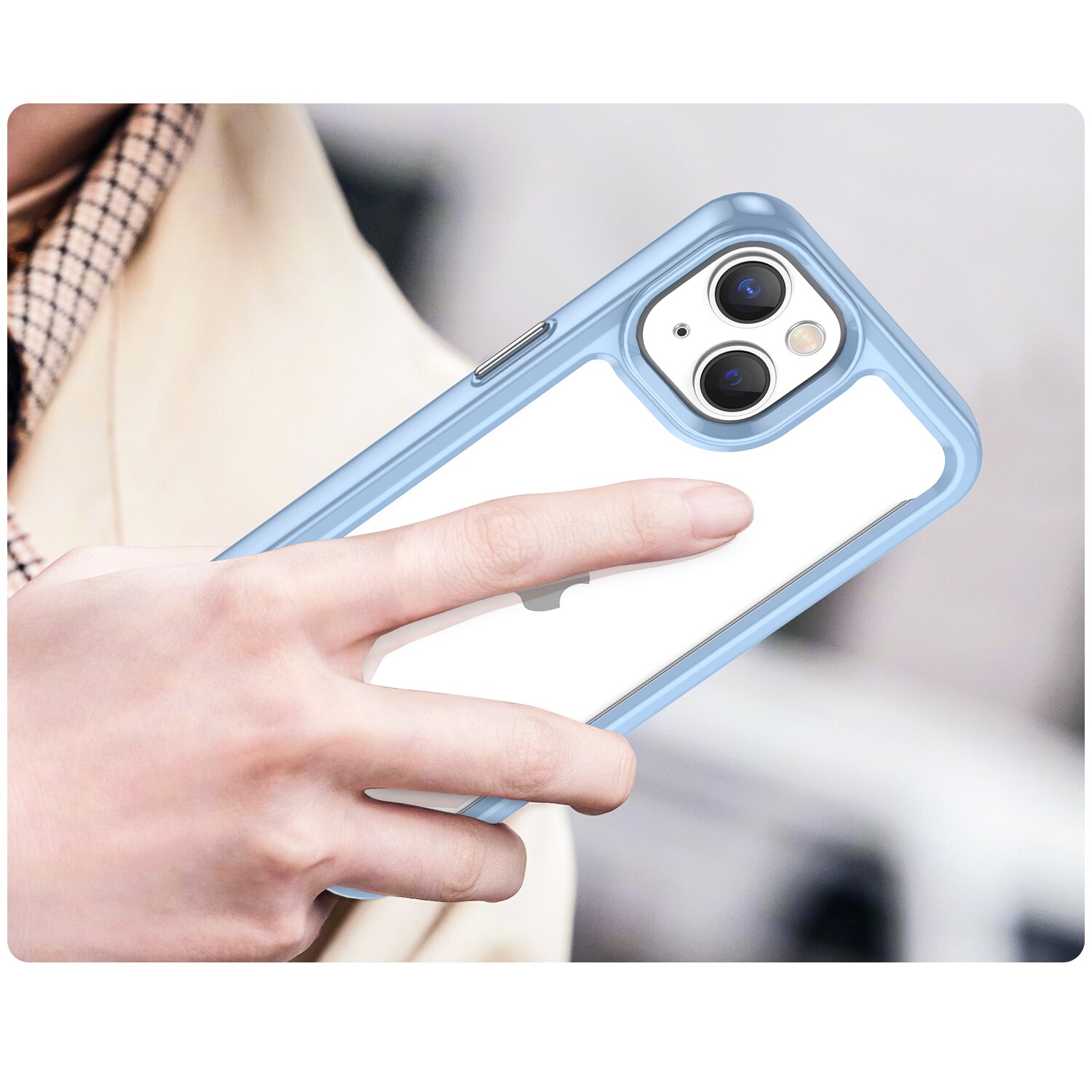 Outer Space Case iPhone 14 Plus hardt deksel med gelramme blå