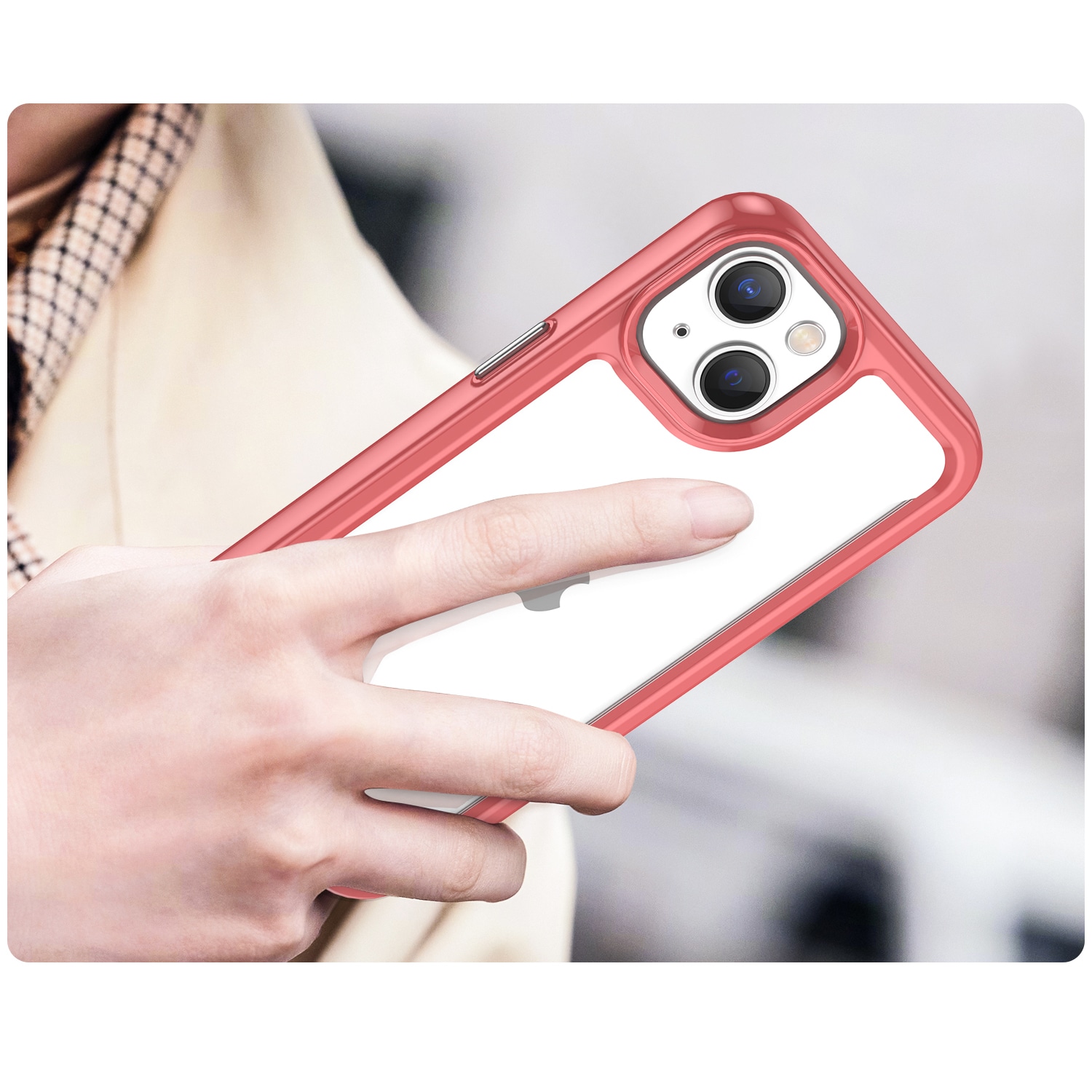 Outer Space Case iPhone 14 Plus hardt deksel med gelramme rød