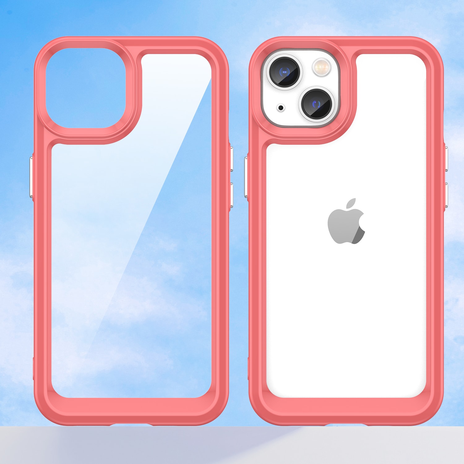 Outer Space Case iPhone 14 Plus hardt deksel med gelramme rød