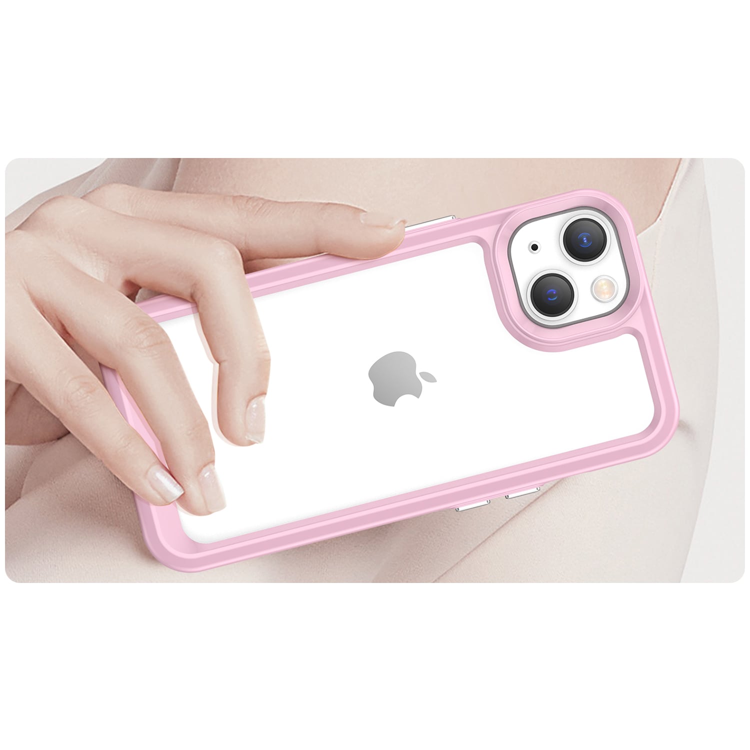Outer Space Case iPhone 14 Plus hardt deksel med gelramme rosa