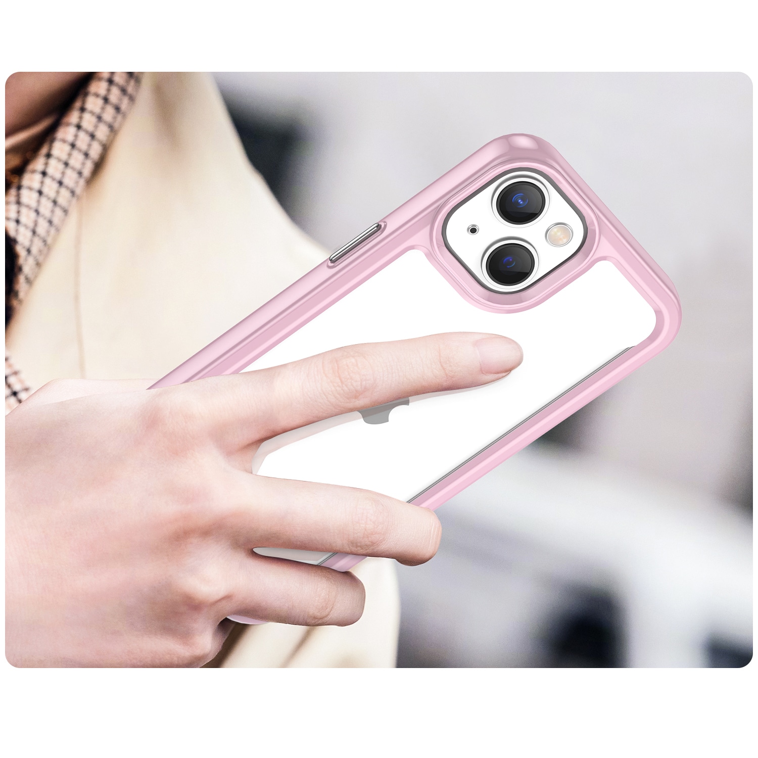 Outer Space Case iPhone 14 Plus hardt deksel med gelramme rosa
