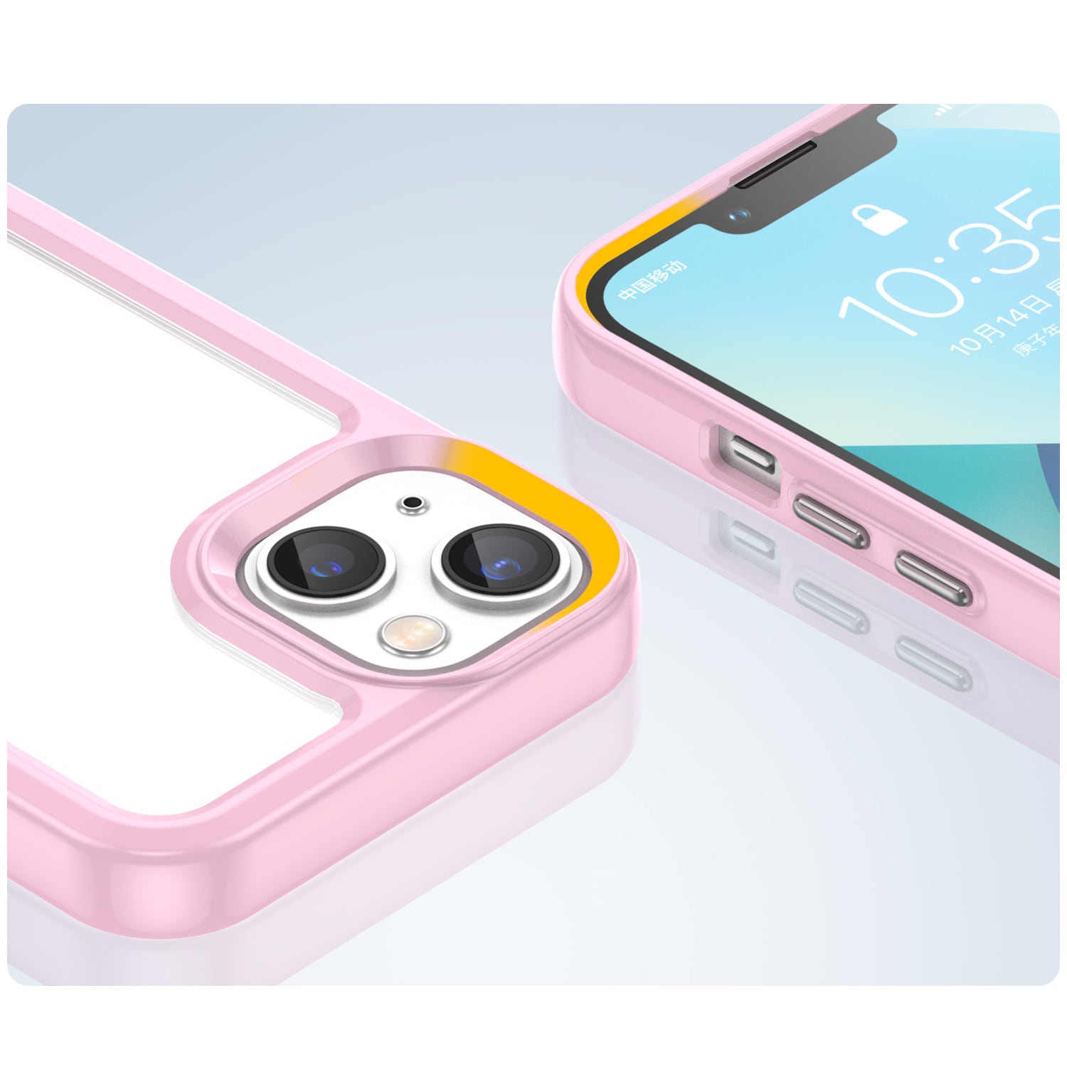 Outer Space Case iPhone 14 Plus hardt deksel med gelramme rosa