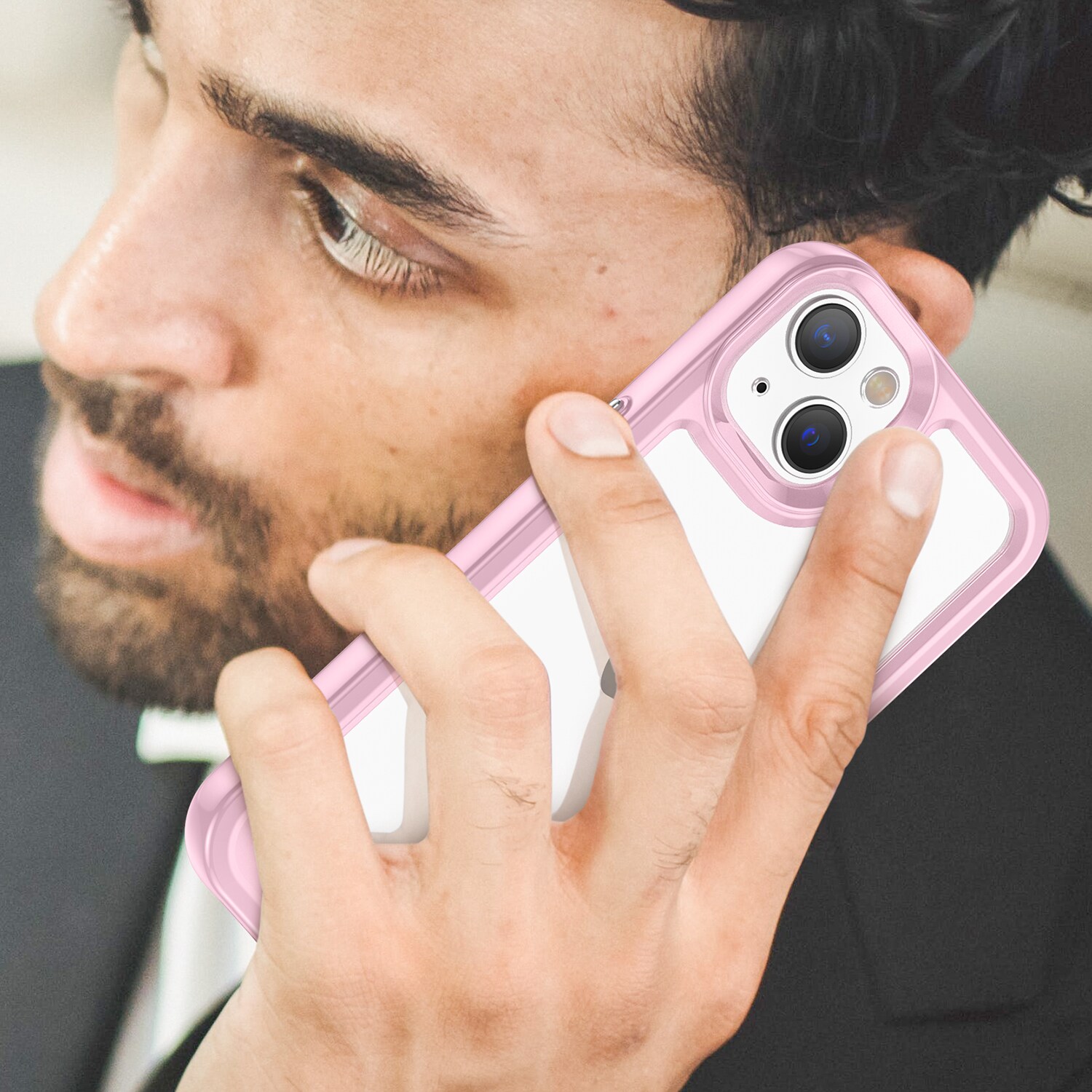 Outer Space Case iPhone 14 Plus hardt deksel med gelramme rosa