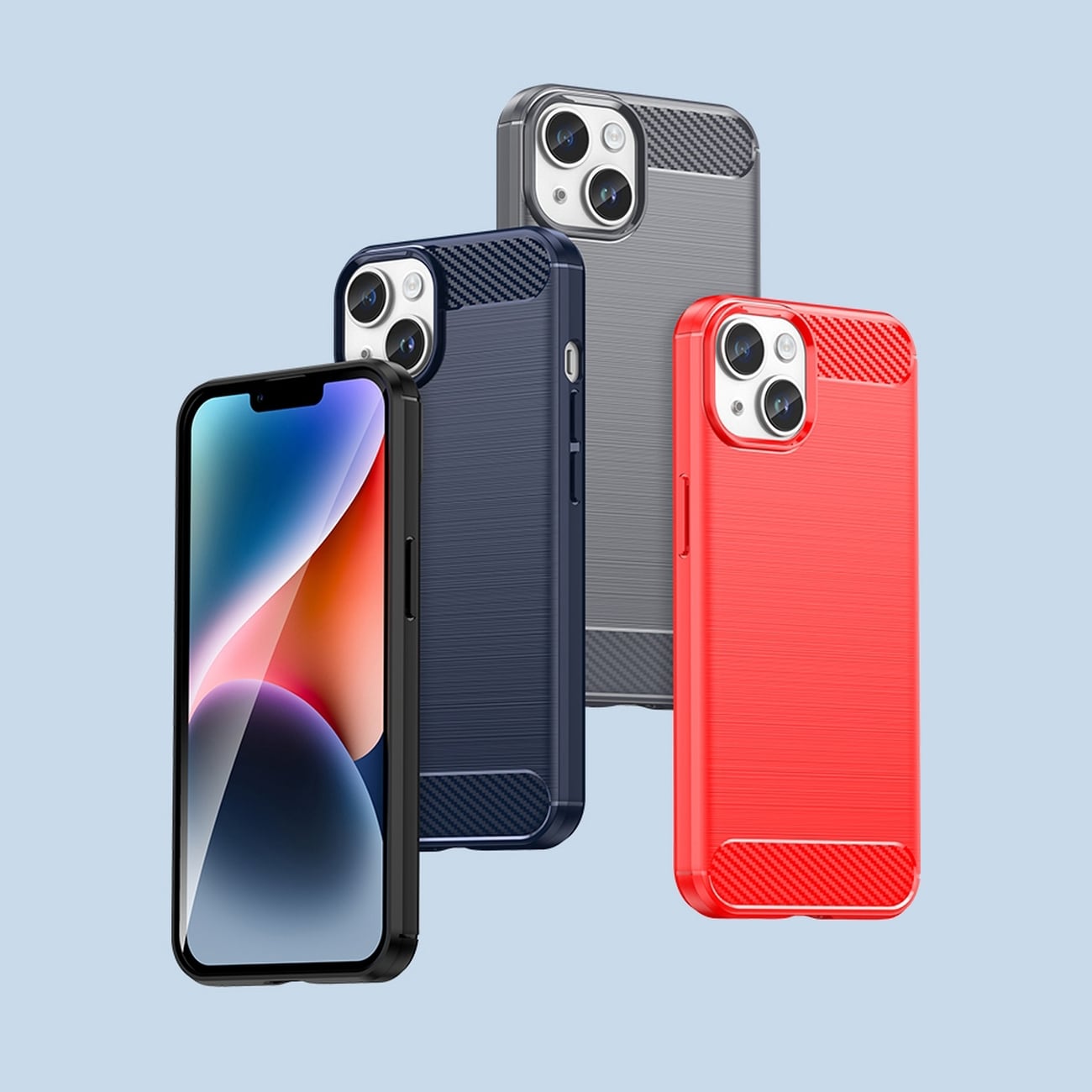Carbon Case for iPhone 14 Plus fleksibelt gel bakdeksel blå