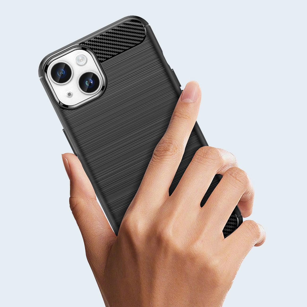 Carbon Case for iPhone 14 Plus fleksibelt gel bakdeksel blå