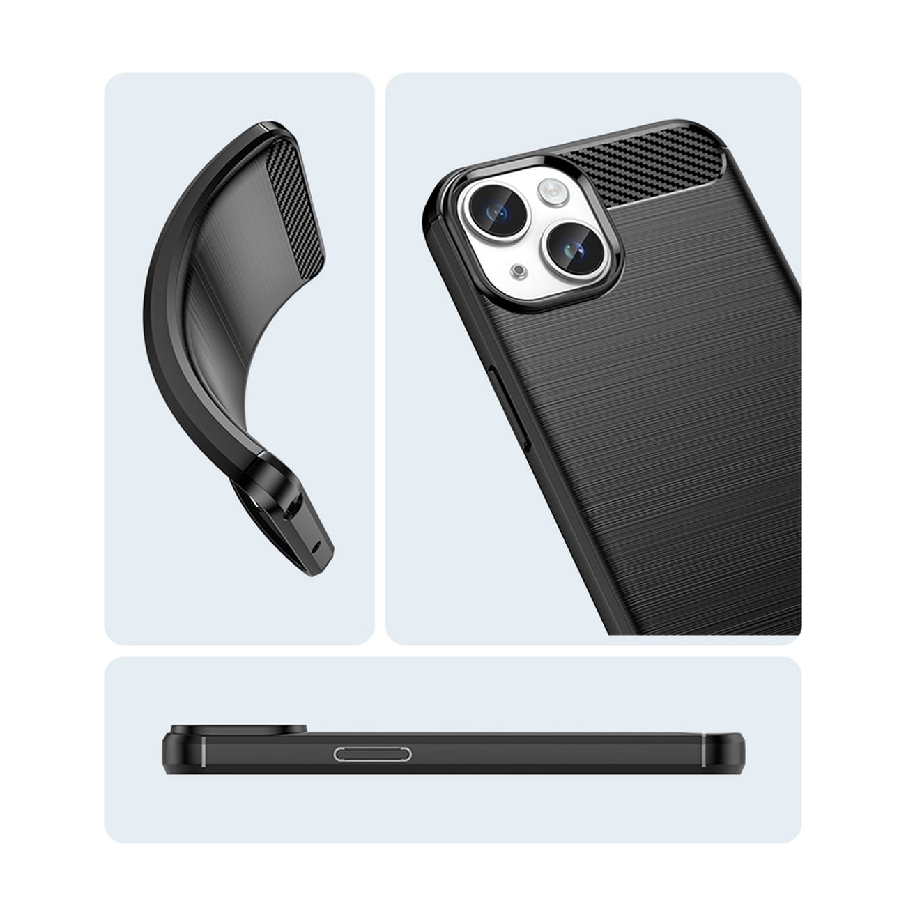 Carbon Case for iPhone 14 Plus fleksibelt gel bakdeksel blå