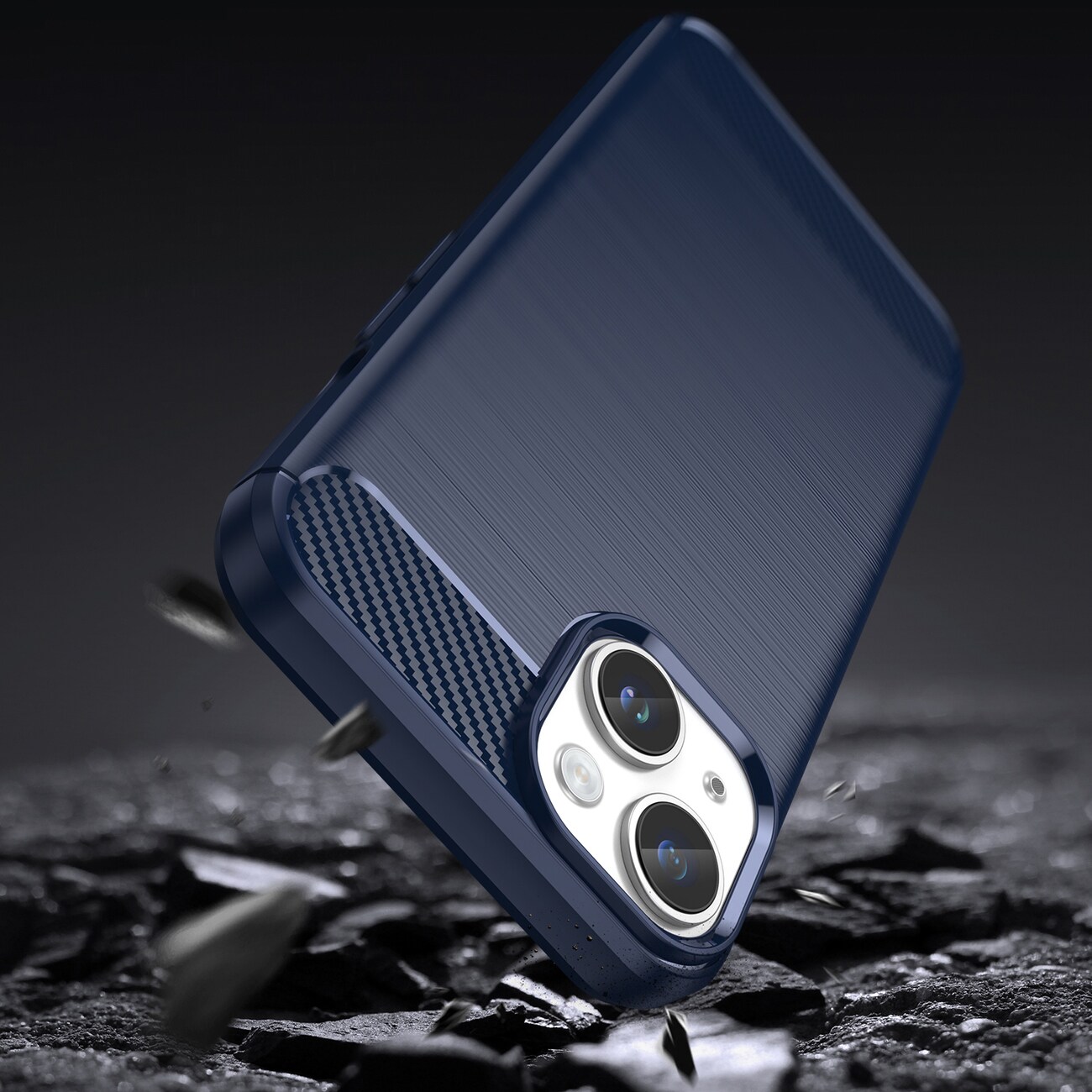 Carbon Case for iPhone 14 Plus fleksibelt gel bakdeksel blå
