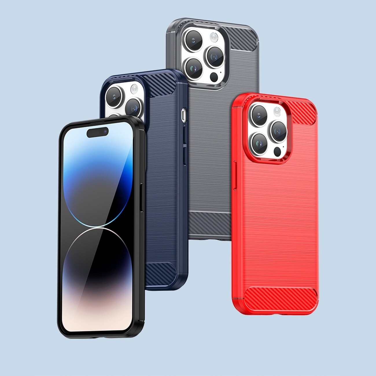 Carbon Case iPhone 14 Pro fleksibelt gel bakdeksel svart