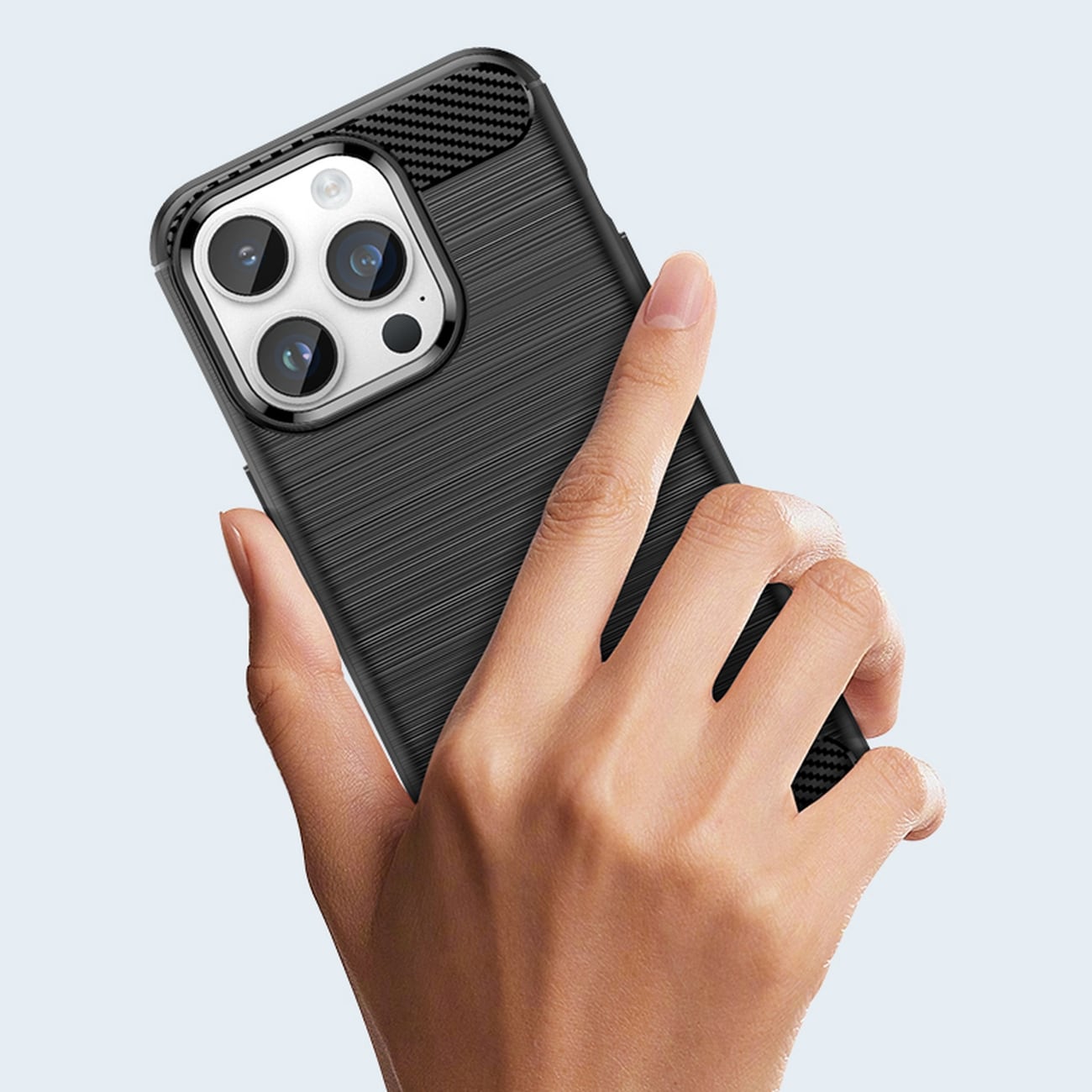 Carbon Case iPhone 14 Pro fleksibelt gel bakdeksel svart