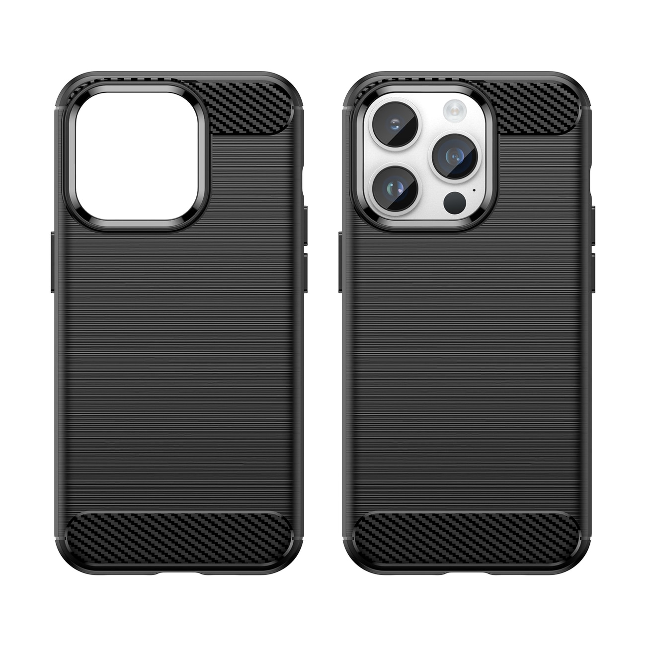 Carbon Case iPhone 14 Pro fleksibelt gel bakdeksel svart