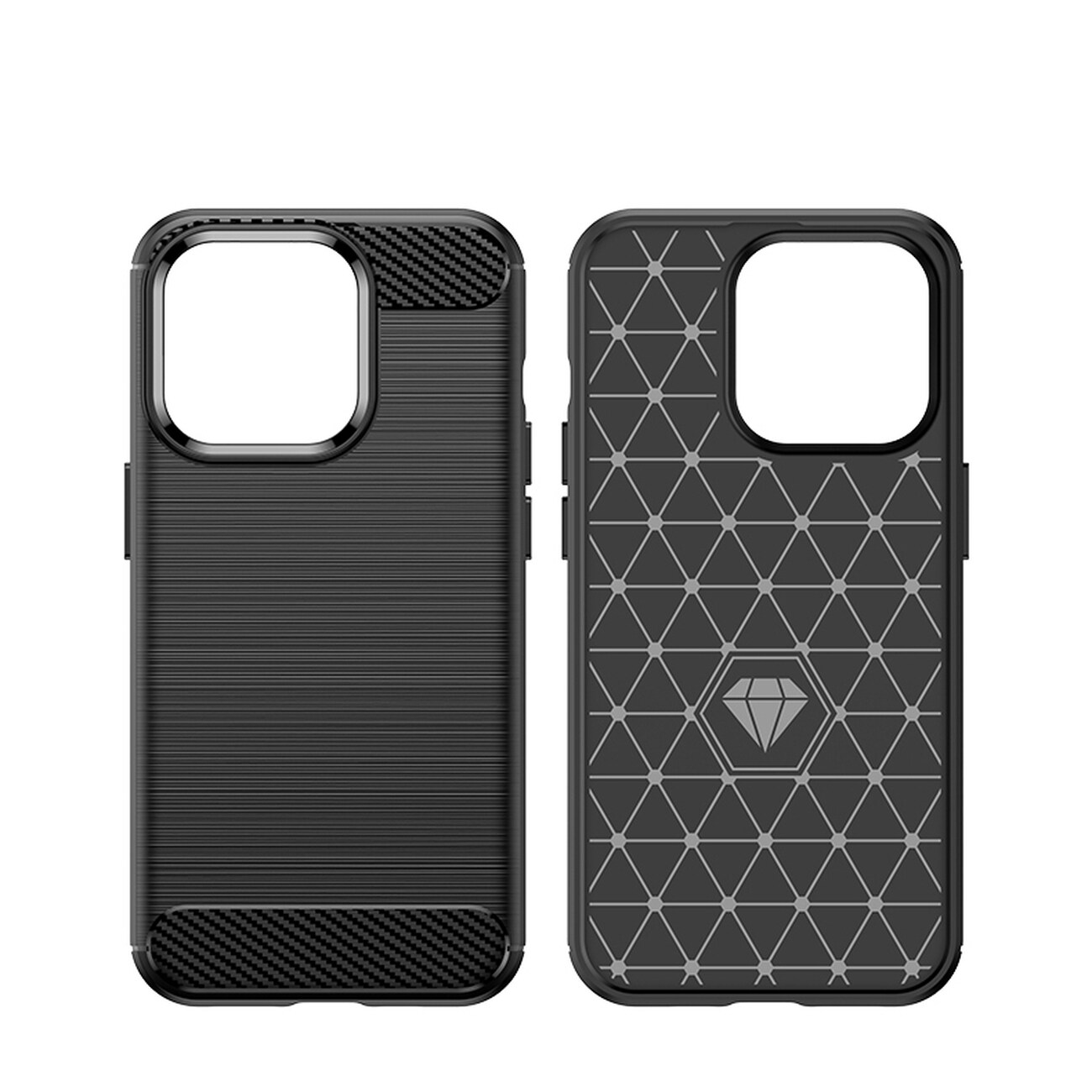 Carbon Case iPhone 14 Pro Max fleksibelt gel bakdeksel svart