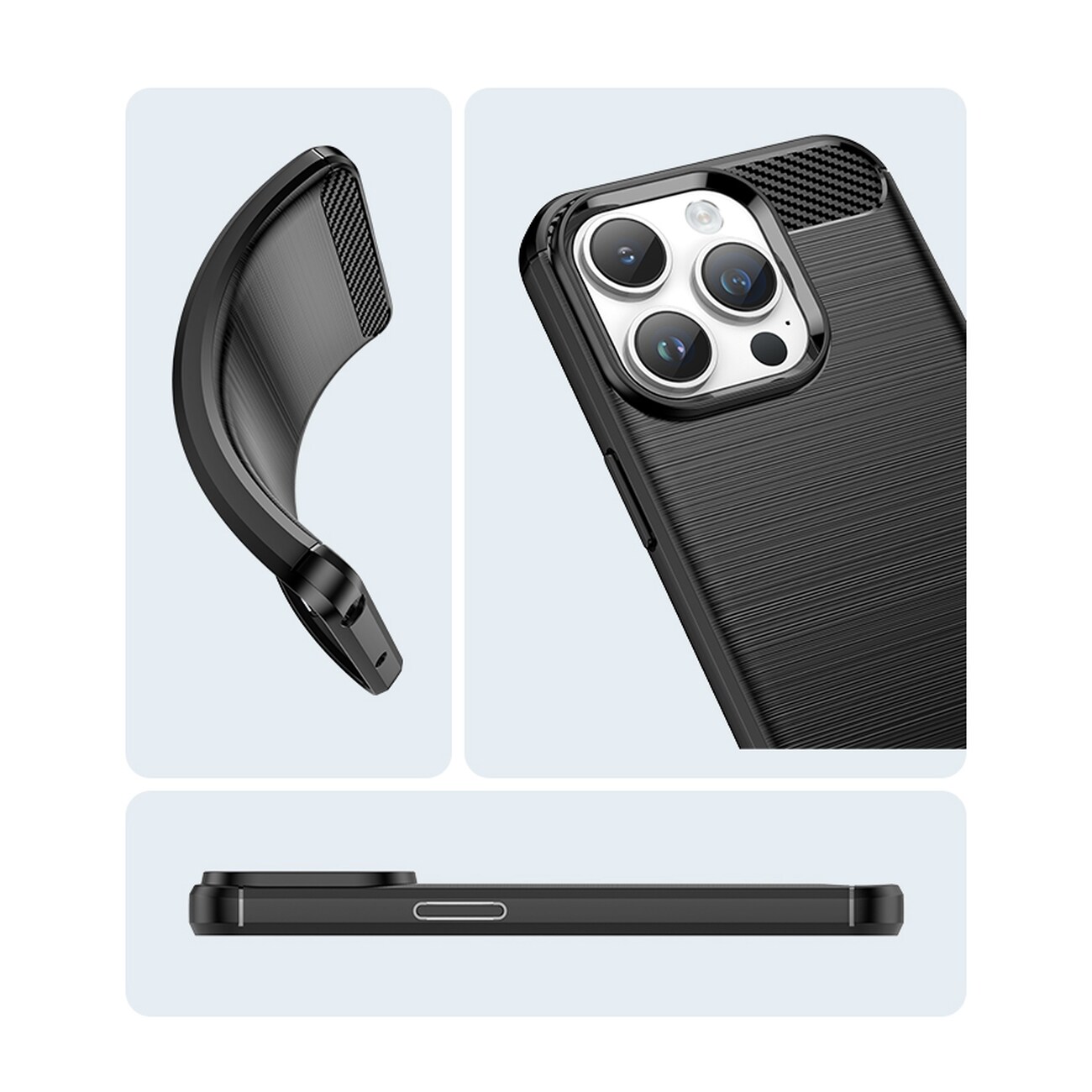Carbon Case iPhone 14 Pro Max fleksibelt gel bakdeksel svart