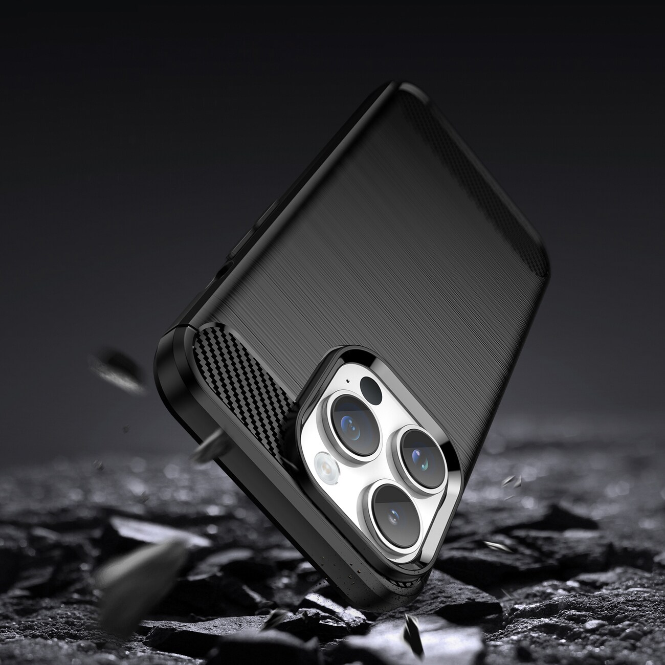 Carbon Case iPhone 14 Pro Max fleksibelt gel bakdeksel svart