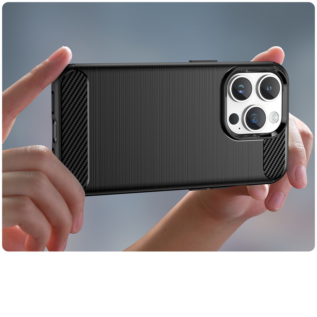 Carbon Case iPhone 14 Pro Max fleksibelt gel bakdeksel svart