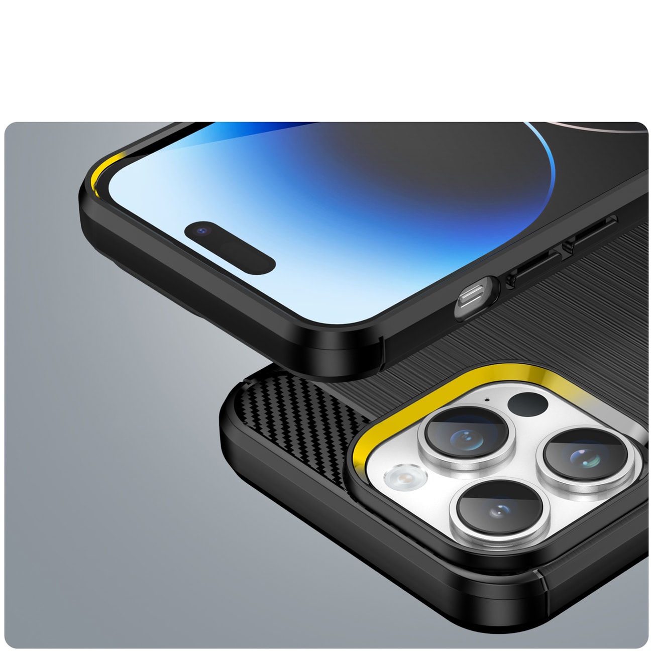 Carbon Case iPhone 14 Pro Max fleksibelt gel bakdeksel svart